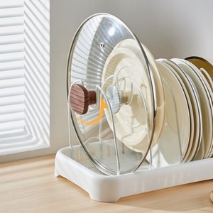 Étagère de cuisine en métal blanc, extensible et réglable en longueur, pour casseroles, couvercles et boîtes à lunch - Product Image 5