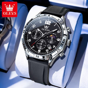 2986 Luxury Fashion Sports Design Oem Custom logo Bands <b>Rubber</b> Waterproof Luminous <b>Watch</b> Strap Moon Phase <b>Watch</b> for Men - Product Image 3