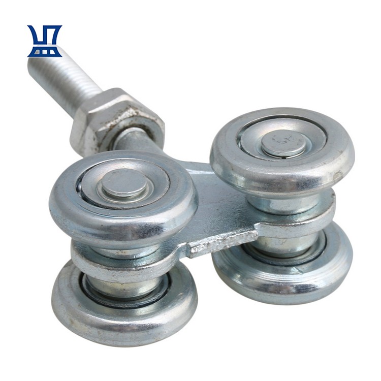 BQLZR Бесплатная доставка сталь подвесная двойное колесо рельсовый Серебряный раздвижной опорных катков подвесные двери сарая рельс тележка на колесах H4-3