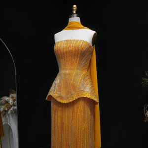 Vestido <span class=keywords><strong>de</strong></span> Noche Amarillo Jancember LSZ560, Vestido <span class=keywords><strong>de</strong></span> Gala con Peplum, Lentejuelas, Columna, Chal, Vestido <span class=keywords><strong>de</strong></span> Gala Formal para Banquete y <span class=keywords><strong>Fiesta</strong></span> - Product Image 4