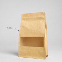 Boîte à fond plat en papier kraft en gros avec fenêtre transparente et fermeture éclair, logo personnalisé, qualité alimentaire, en stock, prête à être expédiée, faible MOQ 50