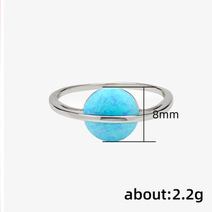 Anello F1451 con Opale, Pietra Naturale Rotonda, Montatura a Castone, Gioiello Unisex alla Moda, Idea Regalo - Product Image 6