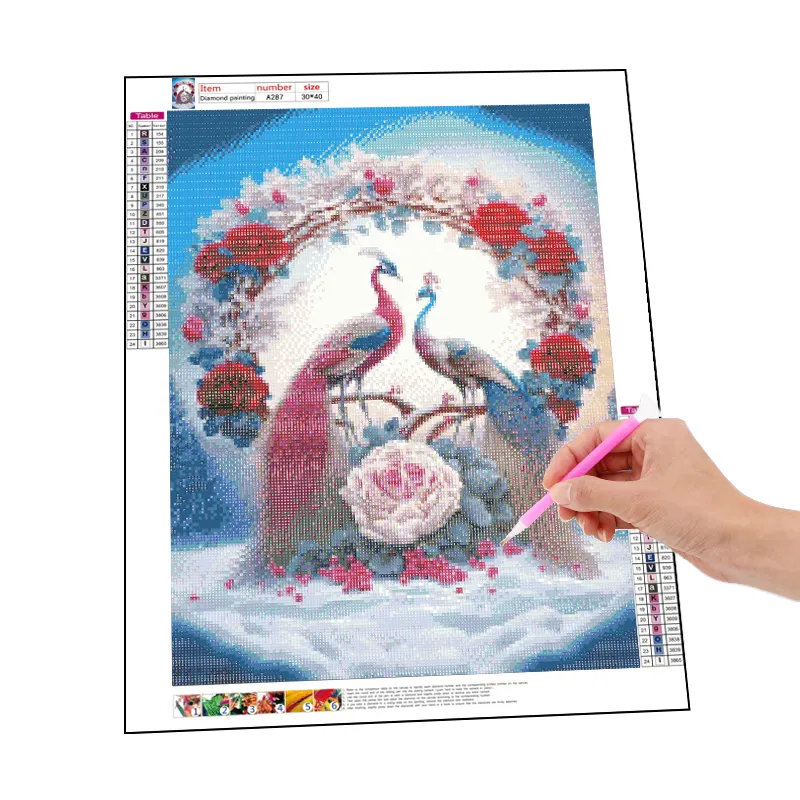 Fabriek Custom Diamond Painting Pauwen Romantische Foto Handgemaakte Diy 5d Diamond Painting Kit