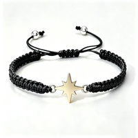 Handmade Adjustable Macrame Thread Rope String Woven Braided Stainless Steel North Star Charm Friendship Bracelet