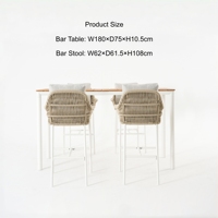Ensemble de table d'extérieur moderne, mobilier d'hôtel et d'appartement, mobilier de terrasse, tabourets de bar en corde