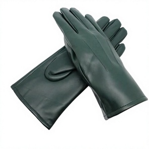 Gants en cuir véritable vert, style uni sans doublure, design confortable et léger pour un usage quotidien en hiver et pour les activités décontractées en extérieur - Product Image 1