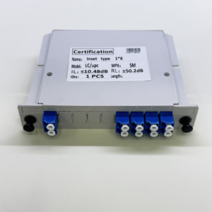 ตัวแยกสัญญาณออปติคอล PLC แบบเสียบปลั๊ก 1x8 LC UPC ยอดขายดี ลดการสูญเสียสัญญาณในการเชื่อมต่อ สำหรับเครือข่ายไฟเบอร์ - Product Image 1
