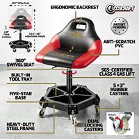 Chaise de réparation pour moto et vélo, 5 roulettes 3 pouces, roues à double verrouillage, cuir facile à nettoyer, capacité de charge de 330 lb, réglage de la hauteur, tabouret roulant pour mécanicien