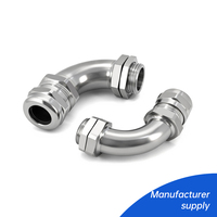 Presse-étoupe étanche en acier inoxydable SS304 à 90 degrés, tailles personnalisées M18, M20, M25, M30, M32, certifiées CE, RoHS, Reach