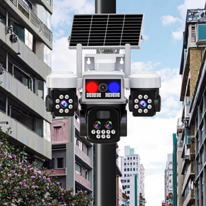 Năng lượng mặt trời Powered 6MP ngoài trời Mạng máy ảnh với ba ống kính 4 gam giám sát từ xa ánh sáng kép màu Vision Camera An Ninh - Product Image 2