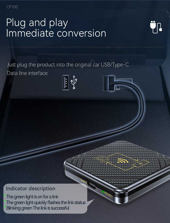 用于原始设备制造商汽车的即插即用转换有线到无线carplay适配器