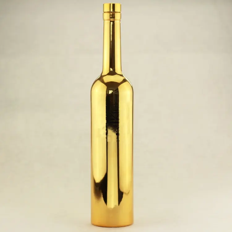 Botella de vino de vidrio antigua, electrochapado en oro, champán, 750ml, venta al por mayor