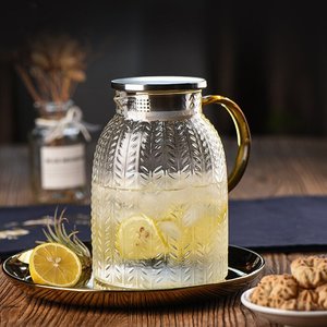 Carafe en verre borosilicate haute résistance pour thé glacé, eau chaude/froide, vin, café, lait, jus, avec couvercle en verre, compatible lave-vaisselle - Product Image 2