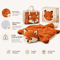 Coussin lesté pour enfant en forme de renard 45x50cm 5lbs, coussin sensoriel en peluche avec billes de verre pour un confort apaisant, OEM ODM Vente en gros