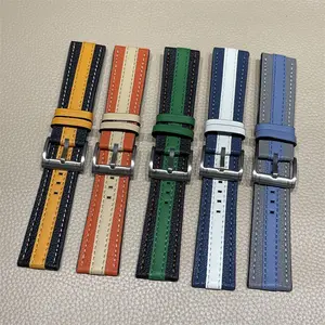 Top Grain Genuime Leather Replacement For Watch Strap 22mm Wrist Band For Blancpai X S-watch 5 Oceans