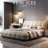 Eine neue Art von weichem Vollleder bett mit einer Deckschicht aus Rindsleder und echtem Leder, ein weich gepolstertes Hochzeits bett