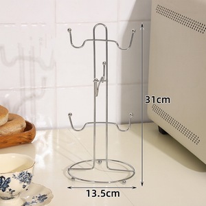 Support de tasse avec égouttoir, support rond en métal pour le rangement des tasses à café dans la cuisine, aucun perçage requis - Product Image 3