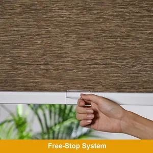 Free Sample Customized Free-Stop System Natural Cordless Eco-fabric Blackout Window Roller Blinds Safe For Kids And Pets
