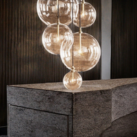 Lampe suspendue en verre transparent de style nordique, finition chromée, luminaire décoratif pour la maison, idéal pour une salle à manger et une cuisine