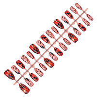 Faux ongles personnalisés pour Halloween, orange et noir, faux ongles artificiels, pointes d'ongles