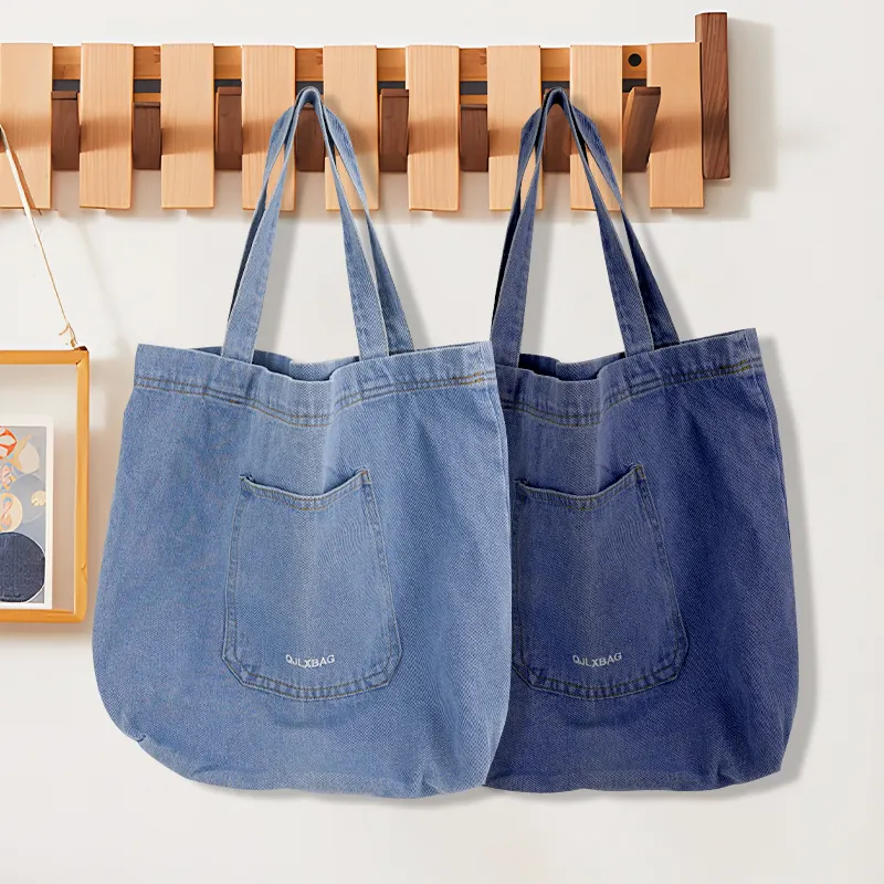 Wholesale Tote Shopping Bag High Quality Heavy Weight Denim Tote Bag