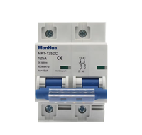 Disjoncteur miniature à double pôle DC 500V MK1-125DC 125A, montage sur rail en plastique, protection contre les surcharges 10KA