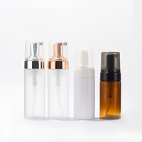 Flacon vide de 100 ml et 120 ml pour savon liquide moussant, rechargeable, avec pompe à mousse et distributeur à brosse en silicone en forme de cœur rond