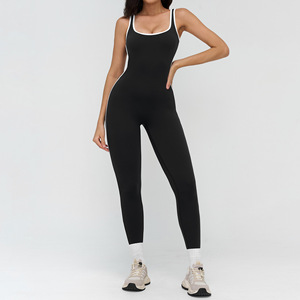 Body Intero da Donna in Viscosa/Poliestere, Lunghezza Intera, Spalline Sottili, Cuciture a Contrasto, Design con Schiena Aperta, per Yoga, Allenamento e <span class=keywords><strong>Palestra</strong></span> - Product Image 4
