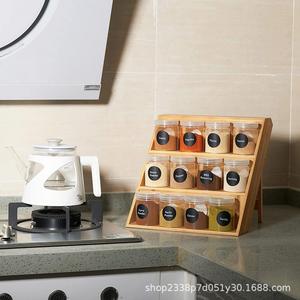 3 Tier Bamboo Spice Rack <b>Storage</b> Wooden Spice Rack Shelf <b>Kitchen</b> - Product Image 2
