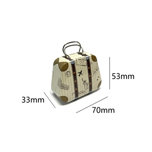 Mini Tinplate <b>Suitcase</b> <b>Storage</b> Box With Handle Small Capacity Christmas Gift Candy Container For Kids - Product Image 2