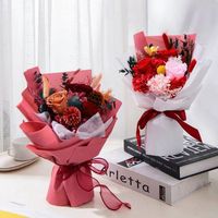 Buket Bunga Abadi untuk Pacar, Ibu, Guru, Rangkaian Mawar Abadi Buatan Tangan, Kotak Hadiah Hari Valentine/Pernikahan