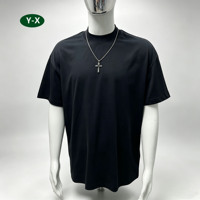 T-shirt en coton OEM Y-X personnalisé à col montant, impression sérigraphiée, haute qualité, épais, épaules tombantes, coupe oversize, col haut