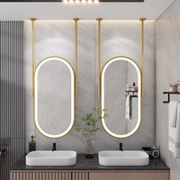 Miroir de salle de bain LED moderne à suspendre au mur, avec commande tactile, éclairage réglable, miroir éclairé pour salle de bain