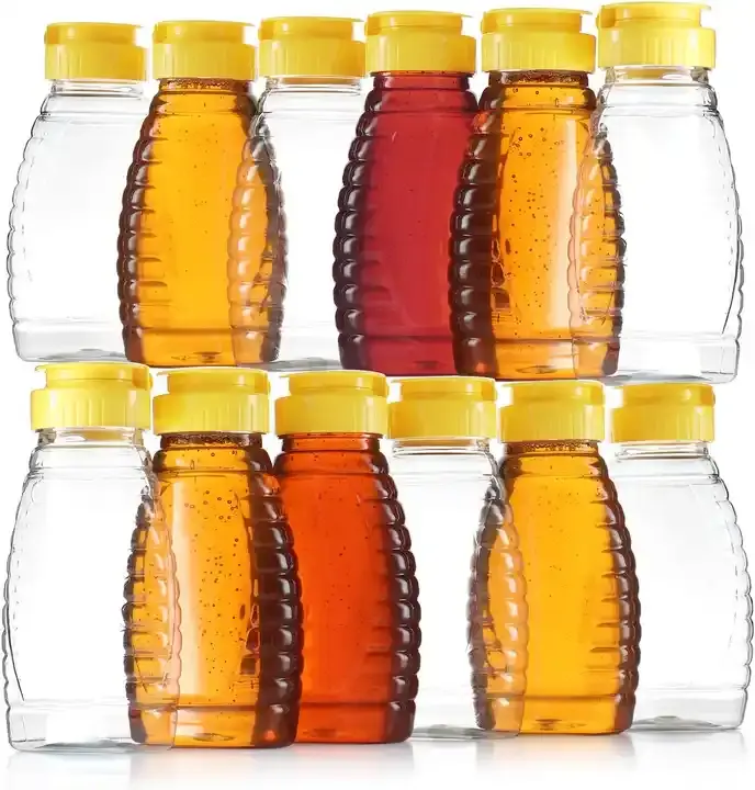 Hot Selling 500G Honing Pet Plastic Pot Lege Flessen Gemakkelijk Uitdelen Knijpfles Met Flip Top Honingfles