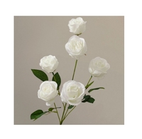 Rose blanche fleur artificielle en soie décorations d'intérieur prix bon marché