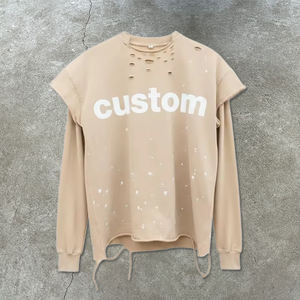 T-Shirt grafica con orlo in cotone pesante in cotone corto e invecchiato da uomo con lavaggio acido senza maniche a maniche lunghe - Product Image 3