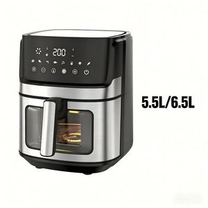 Freidora de Aire Inteligente de Acero Inoxidable de 5.5L-6.5L, Digital, Rápida, Sin Aceite, con Idiomas de Funcionamiento en Inglés y Español, Diseño Cuadrado - Product Image 3