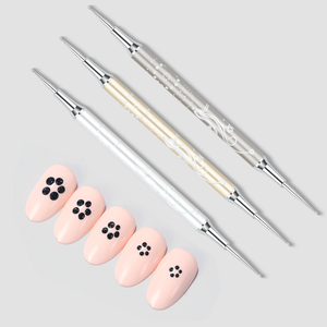 Nouveau stylo à pointillage d'art d'ongle à Double tête cire/pointe de Silicone outils d'art de manucure <span class=keywords><strong>brosse</strong></span> strass poignée tête en métal <span class=keywords><strong>perceuse</strong></span> à pointe d'ongle - Product Image 1