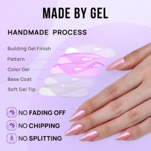 BTArtbox 30pcs Soft Gel Press on Nails Glazed <b>Pink</b> Long Almond Fake Nails Press on Handmade Press on Nails Vendor - Product Image 3