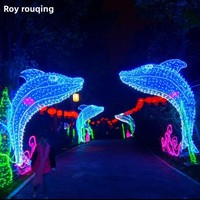 Lampes LED décoratives en forme de dauphin, éclairage de Noël, indice de protection IP65, en fer forgé, pour l'extérieur, les places commerciales, les rues, les parcs, la décoration marine