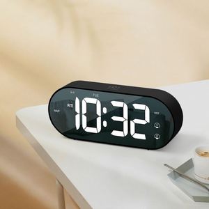<b>Battery</b> Powered Electronic LED Digital Music Alarm <b>Clock</b> Calendars Modern Minimalist Design for Bedroom Office Living Room Use - Product Image 4