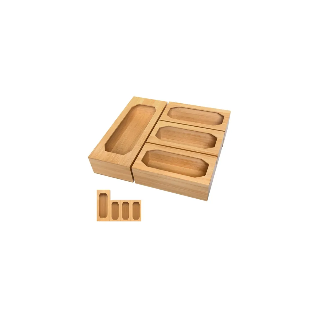 กล่องเก็บของอเนกประสงค์4ชิ้น,สำหรับจัดระเบียบของใช้ในครัวเรือนกล่องกระดาษลิ้นชักจัดระเบียบถุงเก็บความเย็นไม้ไผ่