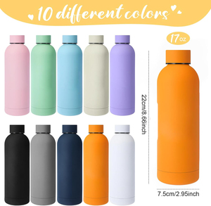 Botella de Agua de Alta Calidad, Aislada al Vacío, de Metal Negro, 500 ml, Botella de Acero Inoxidable, Logotipo Personalizado - Product Image 2