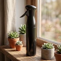Bouteille pulvérisateur à jet continu en PET noir de 250 ml, pulvérisateur à gâchette à brume ultra fine, bouteille de brume d'eau rechargeable pour cosmétiques, nettoyage des plantes