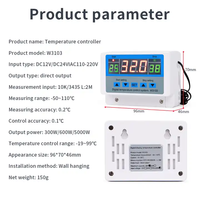 Nouveautés XH-W3103 Contrôleur de température numérique LCD, thermostat avec capteur