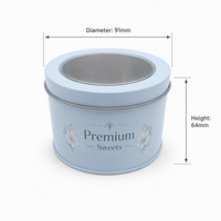 Boîte à collation ronde en métal personnalisée avec couvercle transparent pour biscuits, gâteaux, chocolats, bonbons, noix, emballage en vrac OEM ODM