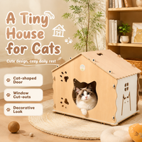 Maison pour chat en bois naturel, abri intérieur pour animaux de compagnie, jolie maison en bois pour chat pour le repos quotidien du chat