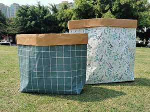 Bolsa de almacenamiento de papel Kraft lavable organizador plegable reutilizable marrón OEM - Product Image 4