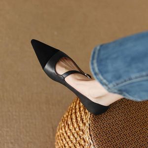 Nouvelles chaussures plates pour femmes et dames, style simple et élégant, en cuir de veau pleine fleur, à bout pointu, type Mary Jane - Product Image 4