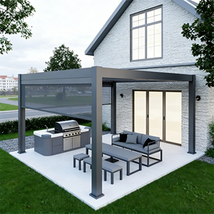 <span class=keywords><strong>Pergola</strong></span> préfabriquée en aluminium avec toit à lames orientables, protection solaire, éclairage LED ou <span class=keywords><strong>rideaux</strong></span> - Product Image 1